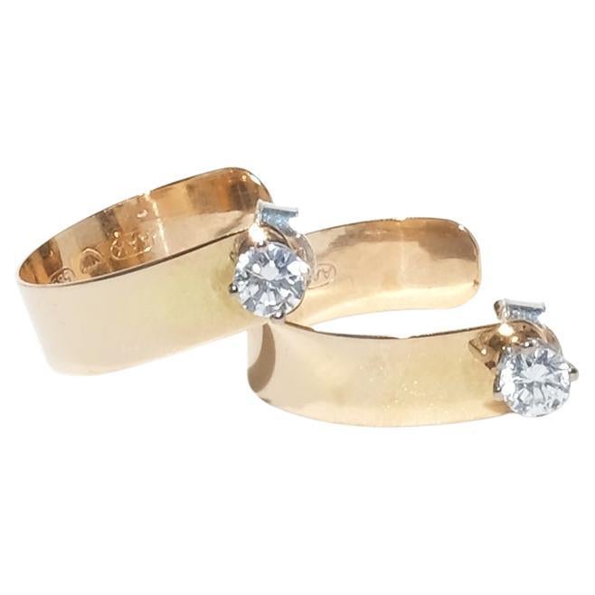 Orecchini in oro 14K e diamanti del maestro finlandese Arvo Koho 1959