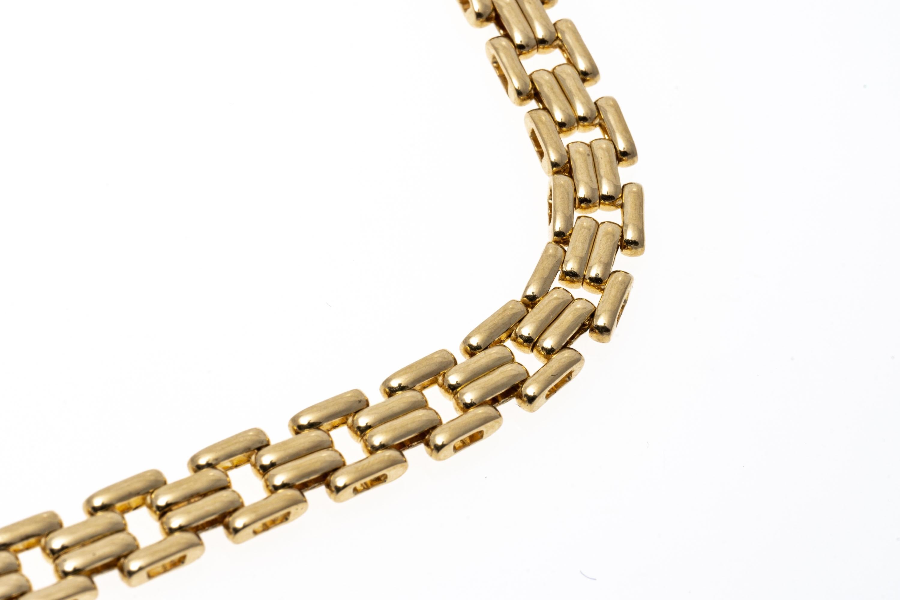 Round Cut 14k Yellow Gold and Pave Diamond (App. 0.80 TCW) Ribbed Link Necklace For Sale