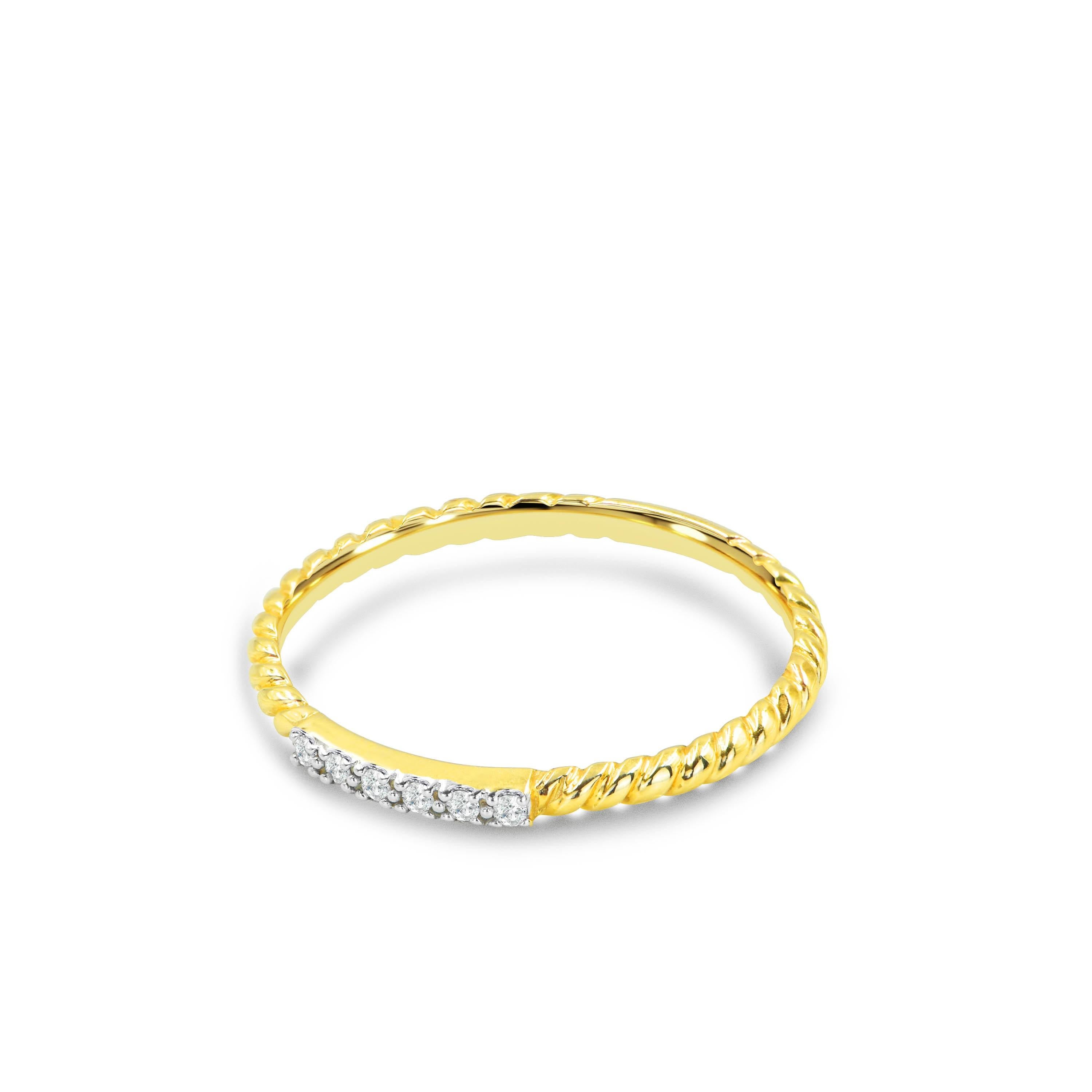 For Sale:  14K Gold and Diamond Ring Stackable Ring Unique Diamond Wedding Band 4