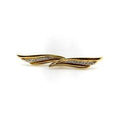 Vintage 14K Gold and Diamond Wing Shaped Earrings