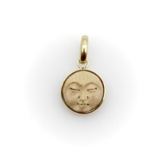 14K Gold and Fossilized Mammoth Tusk Man in the Moon Charm