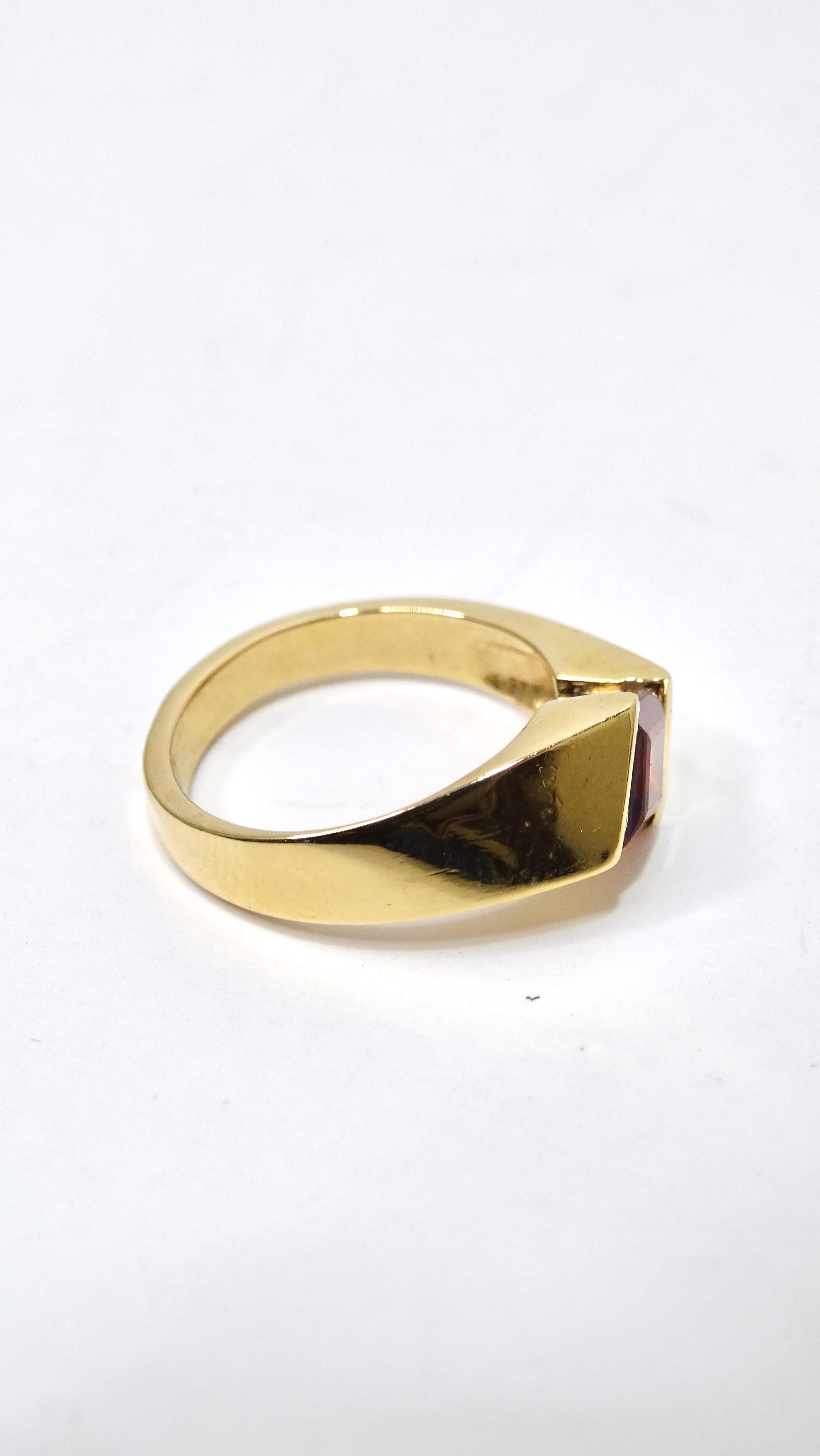 Geometrischer Ring aus 14 Karat Gold und Granat im Zustand „Hervorragend“ im Angebot in Scottsdale, AZ