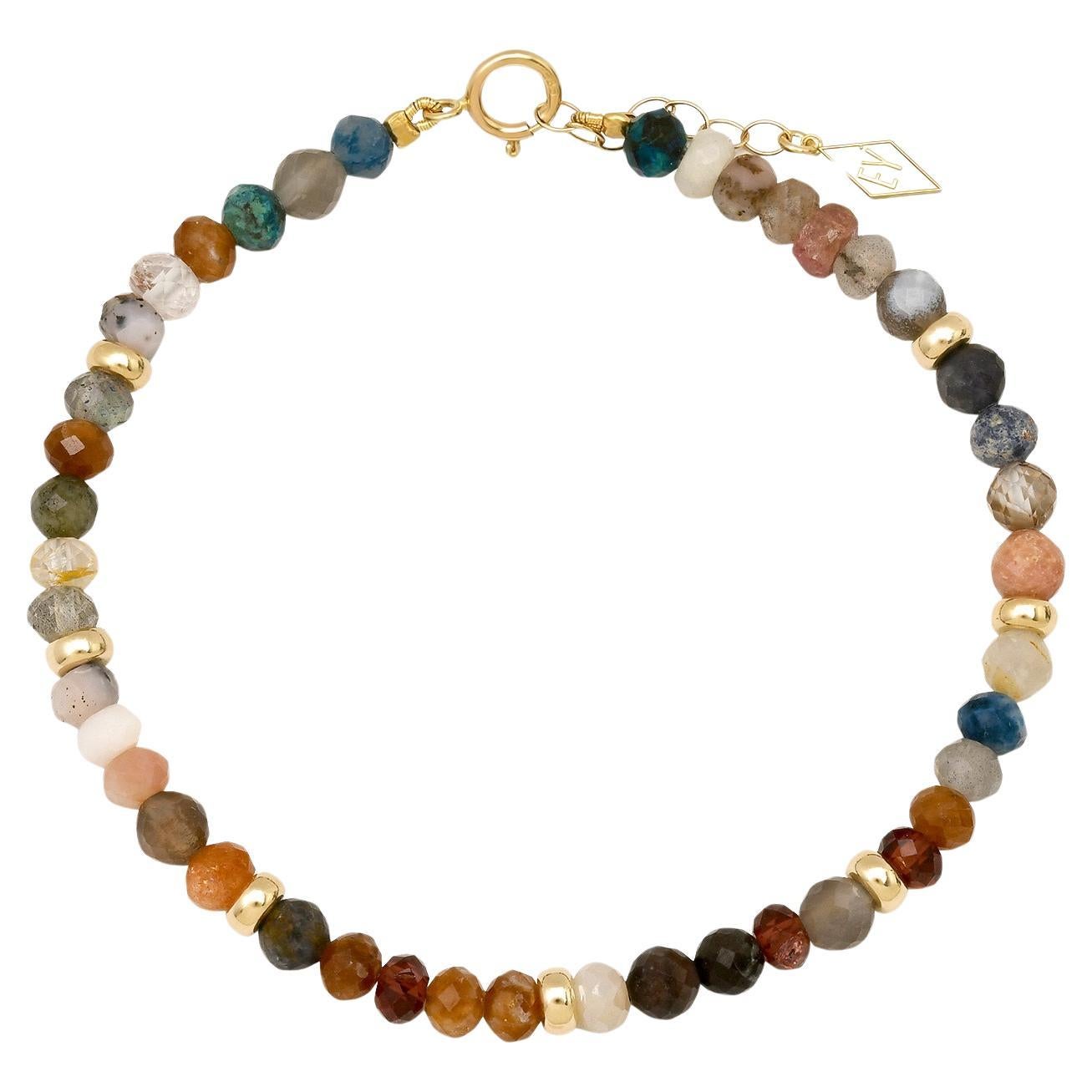 14K Gold and Gemstone Healing Bracelet: Mixed Gems For Sale