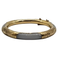 14k Gold and Jade Bangle Bracelet