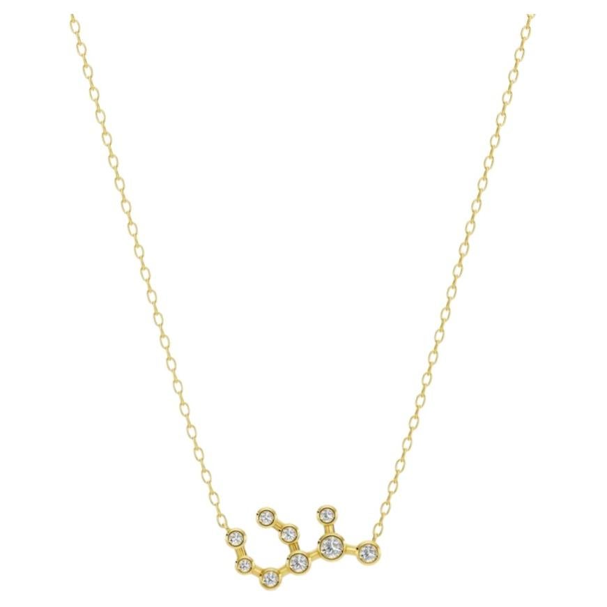 Collier du Zodiac en or 14K et diamants de laboratoire Constellation de la Vierge en vente