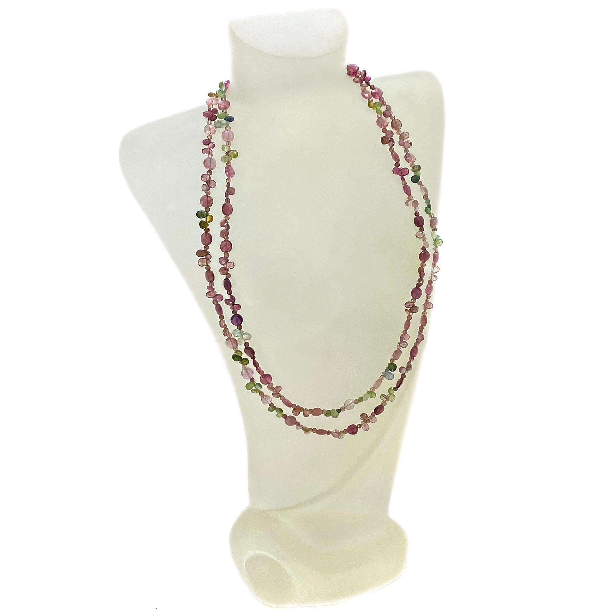 Artista 14K Gold and Multi-Color Tourmaline Double Necklace with Pearl Pendant in vendita