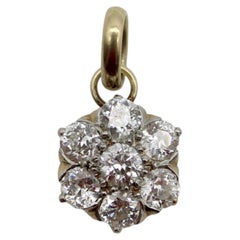 Victorian 14K Gold and Old Mine Cut Diamond Flower Pendant