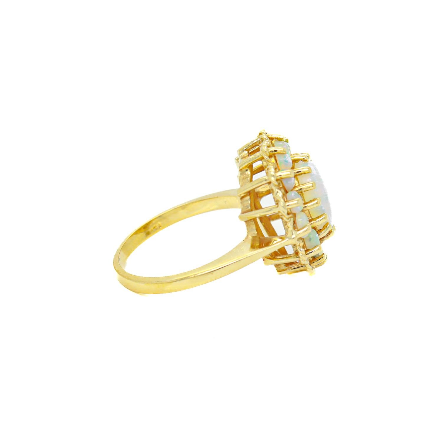 Anillo de Cóctel de Oro de 14k y Racimo de Ópalo 5