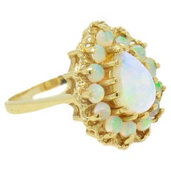 14k Gold and Opal Cluster Cocktail Ring