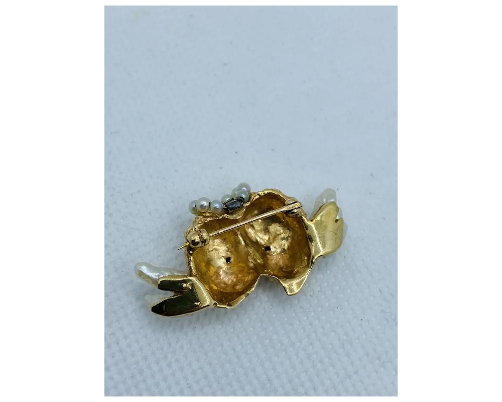 Spilla Cherubino Angeli in oro 14k e perle in vendita 2