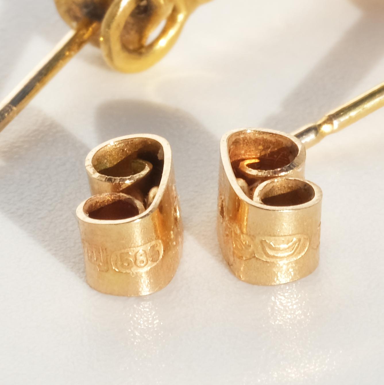 14K Gold and Pearl Earrings by Björn Weckström for Lapponia Made 1971 For Sale 3