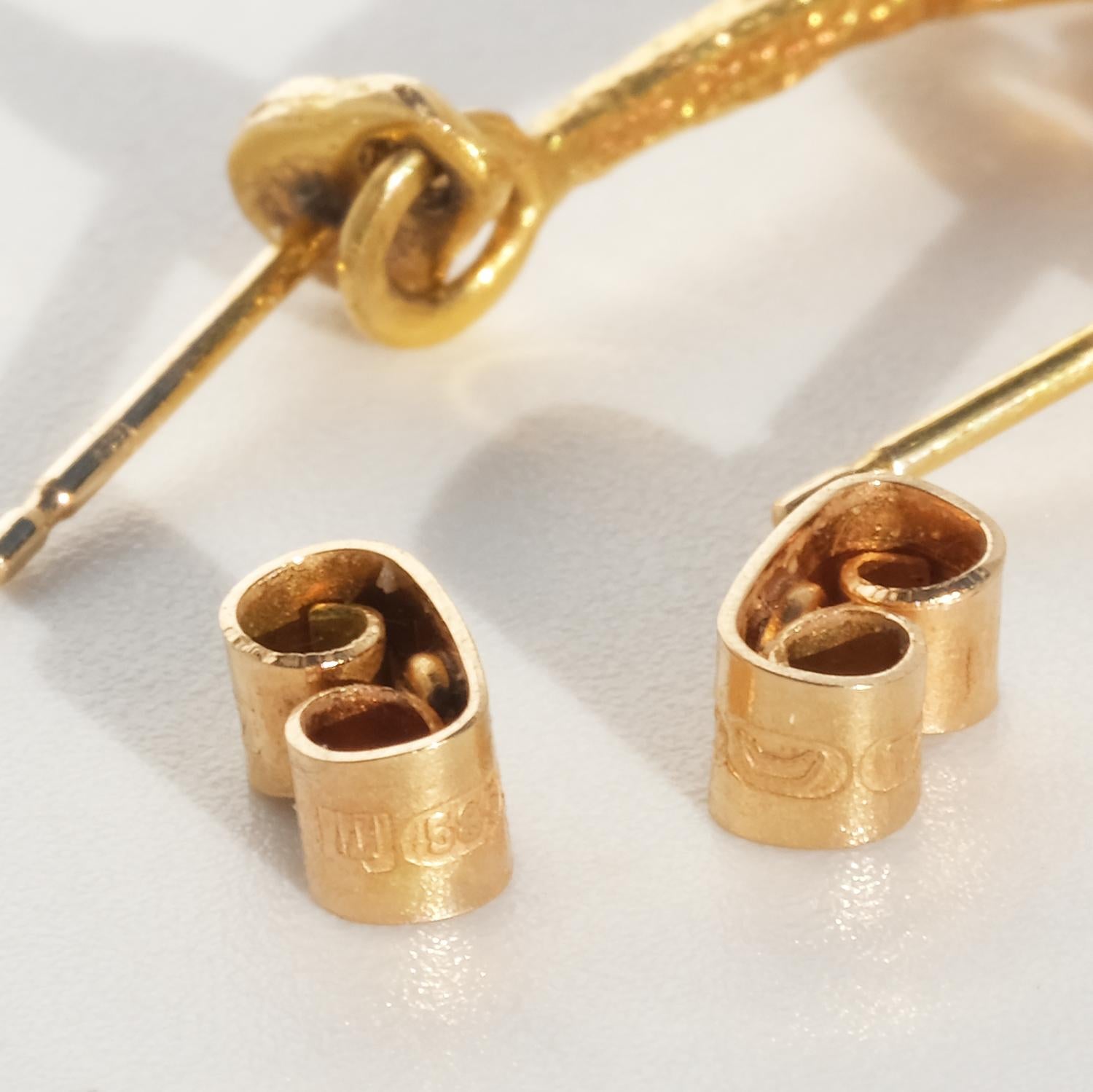 14K Gold and Pearl Earrings by Björn Weckström for Lapponia Made 1971 For Sale 4