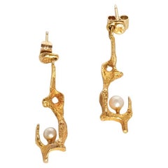 Orecchini in oro 14K e perle di Björn Weckström for Lapponia Made 1971