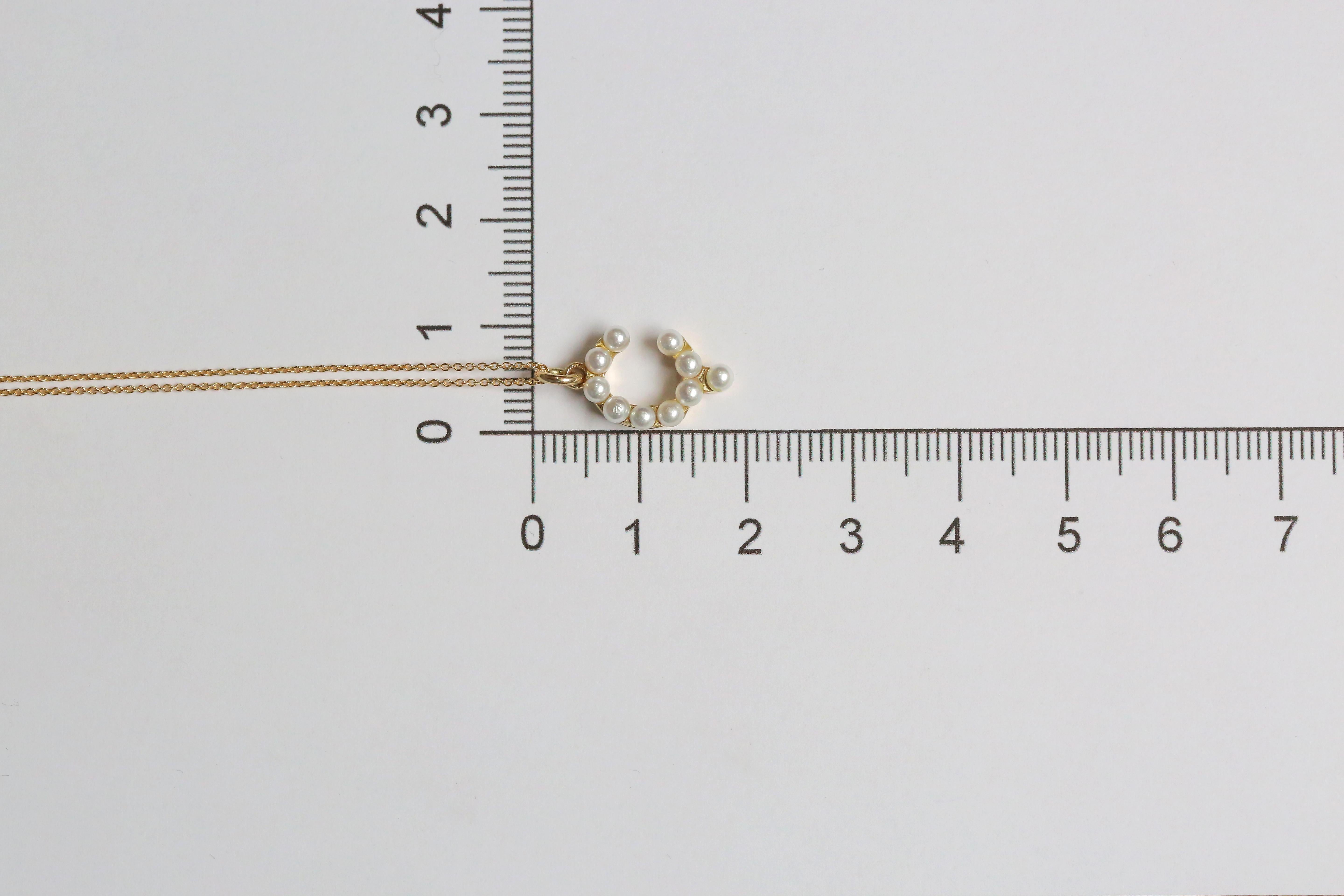 14K Gold und Perle Initiale Buchstabe Ç Halskette im Angebot 4