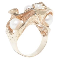 Bague en or 14K et perles de Björn Weckström réalisée dans les années 1970