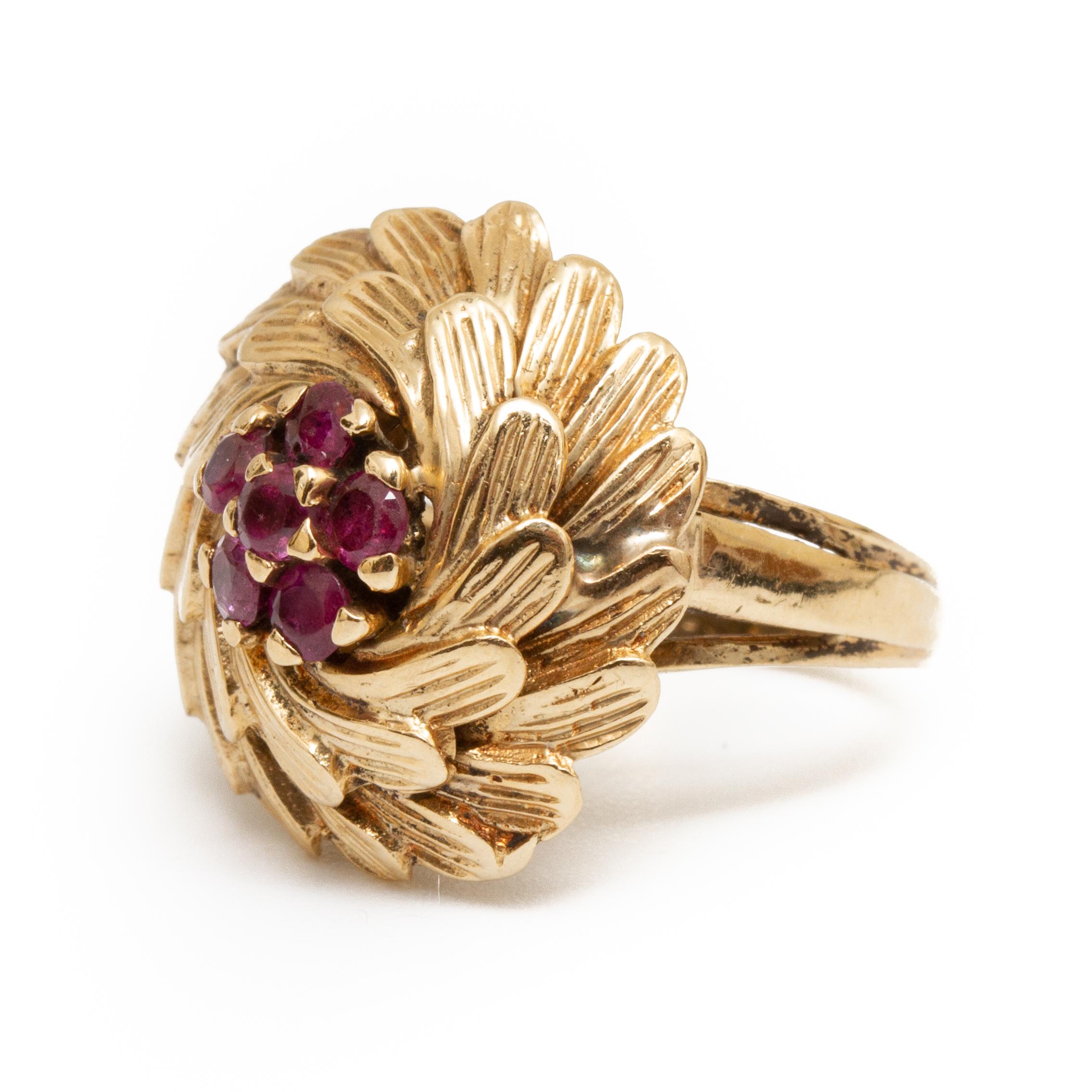 Round Cut 14k Gold and Ruby Ring