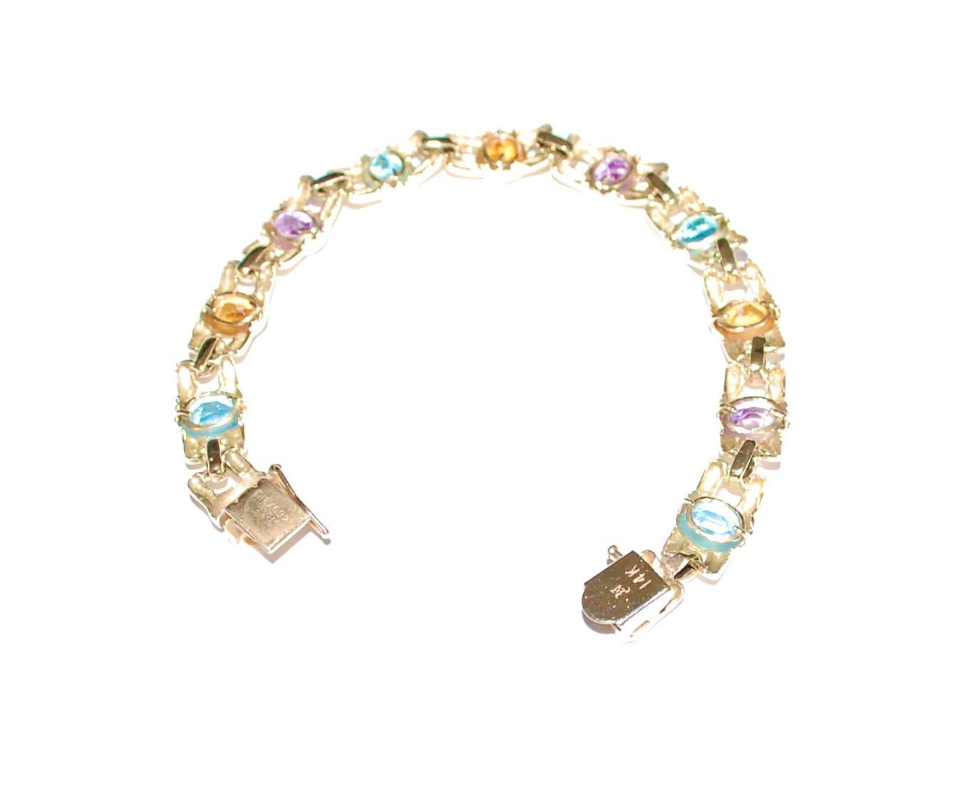 Taglio ovale Bracciale in oro 14k e pietre semipreziose in vendita