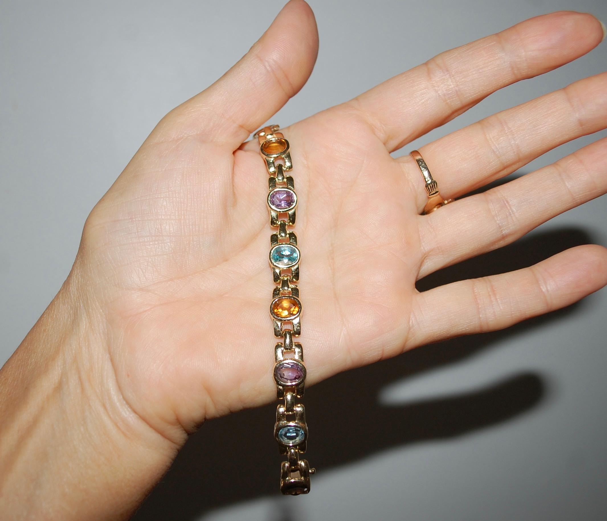 Bracciale in oro 14k e pietre semipreziose In condizioni ottime in vendita a Lake Worth, FL
