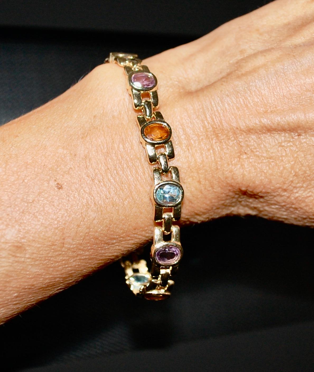 da uomo o donna Bracciale in oro 14k e pietre semipreziose in vendita