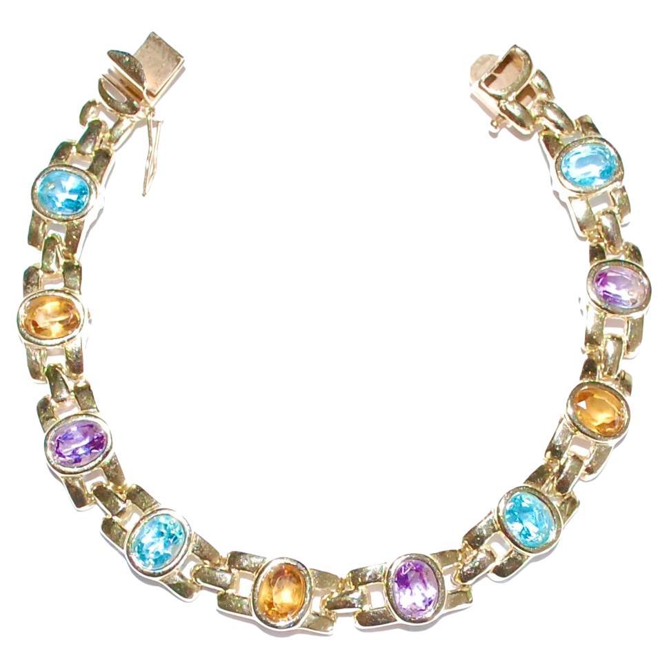 14k Gold and Semi-Precious Stone Bracelet For Sale