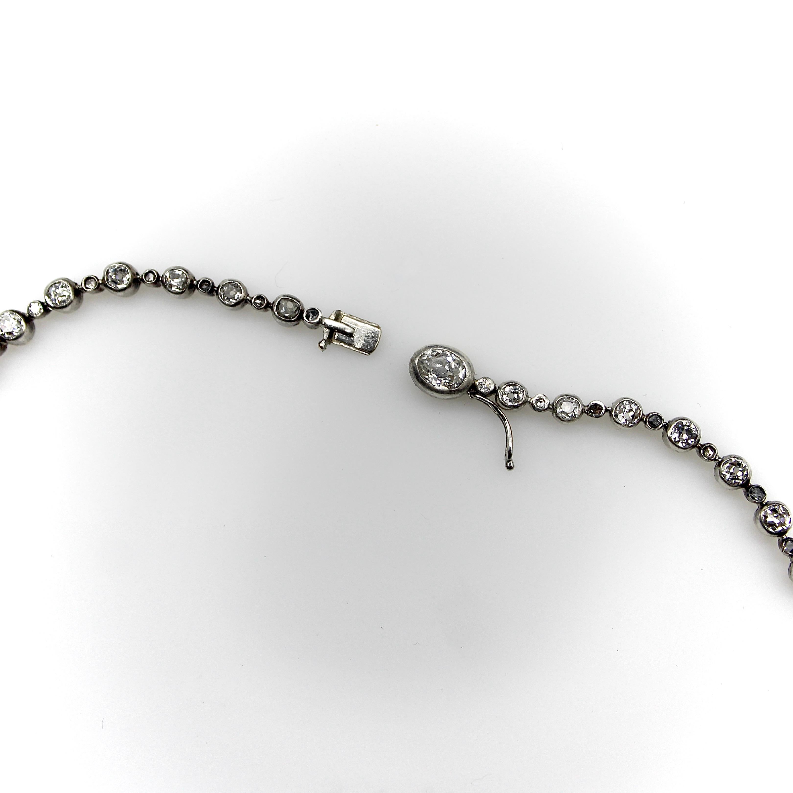 14K Gold und Silber Belle Époque Antike Diamant-Girlande Halskette im Angebot 6