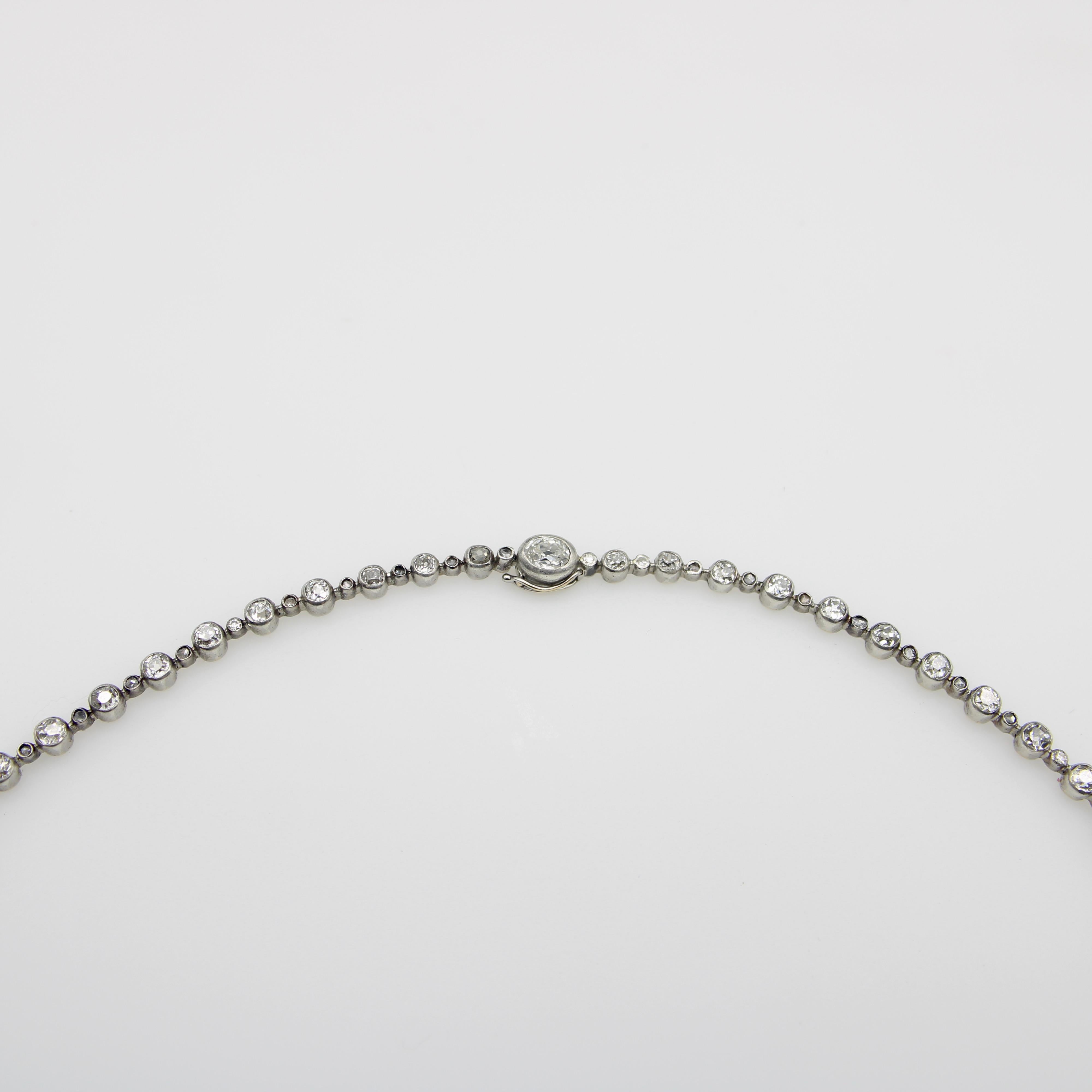 14K Gold and Silver Belle Époque Antique Diamond Garland Necklace For Sale 7