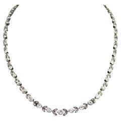 14K Gold and Silver Belle Époque Antique Diamond Garland Necklace