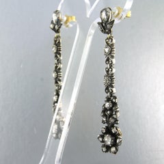 Orecchini in oro 14k e argento con diamanti a taglio rosa fino a 1,00 ct - 11,7 grammi