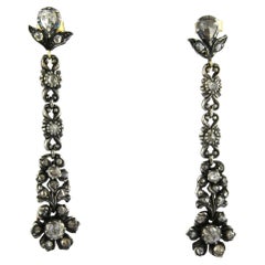 Orecchini in oro 14k e argento con diamanti a taglio rosa fino a 1,00 ct - 11,7 grammi