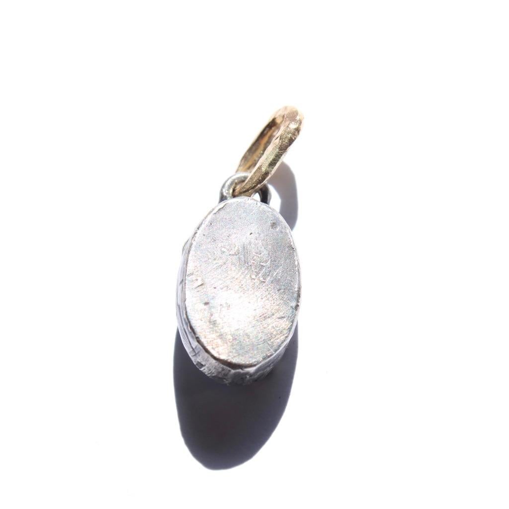 Artisan 14k Gold and Silver Fossil Scale Pendant For Sale
