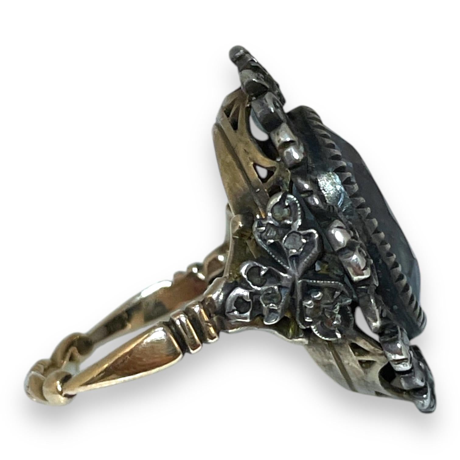 14k Gold und Sterlingsilber Aquamarin-Ring (Ovalschliff) im Angebot