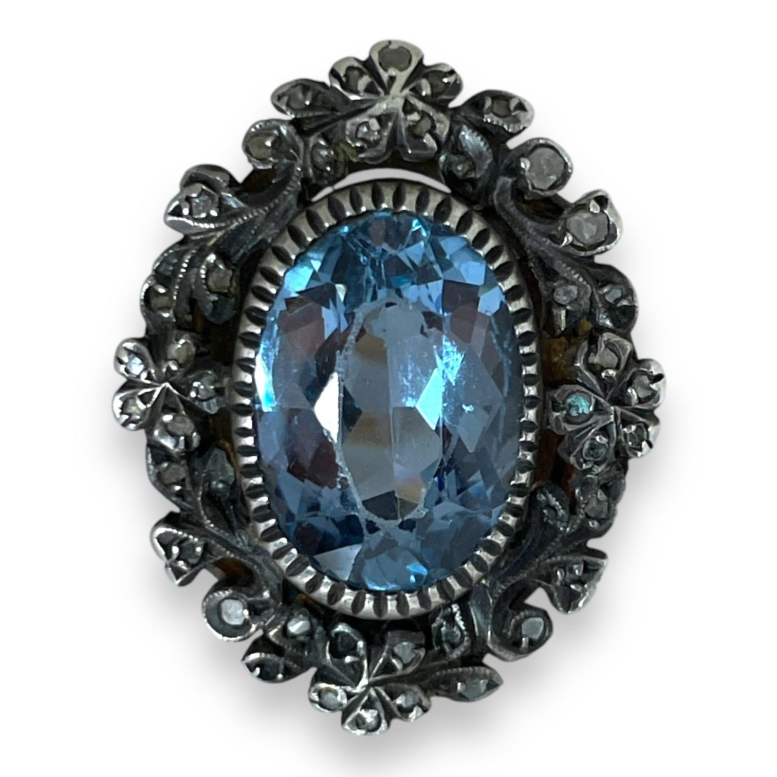 14k Gold und Sterlingsilber Aquamarin-Ring im Zustand „Hervorragend“ im Angebot in New York, NY