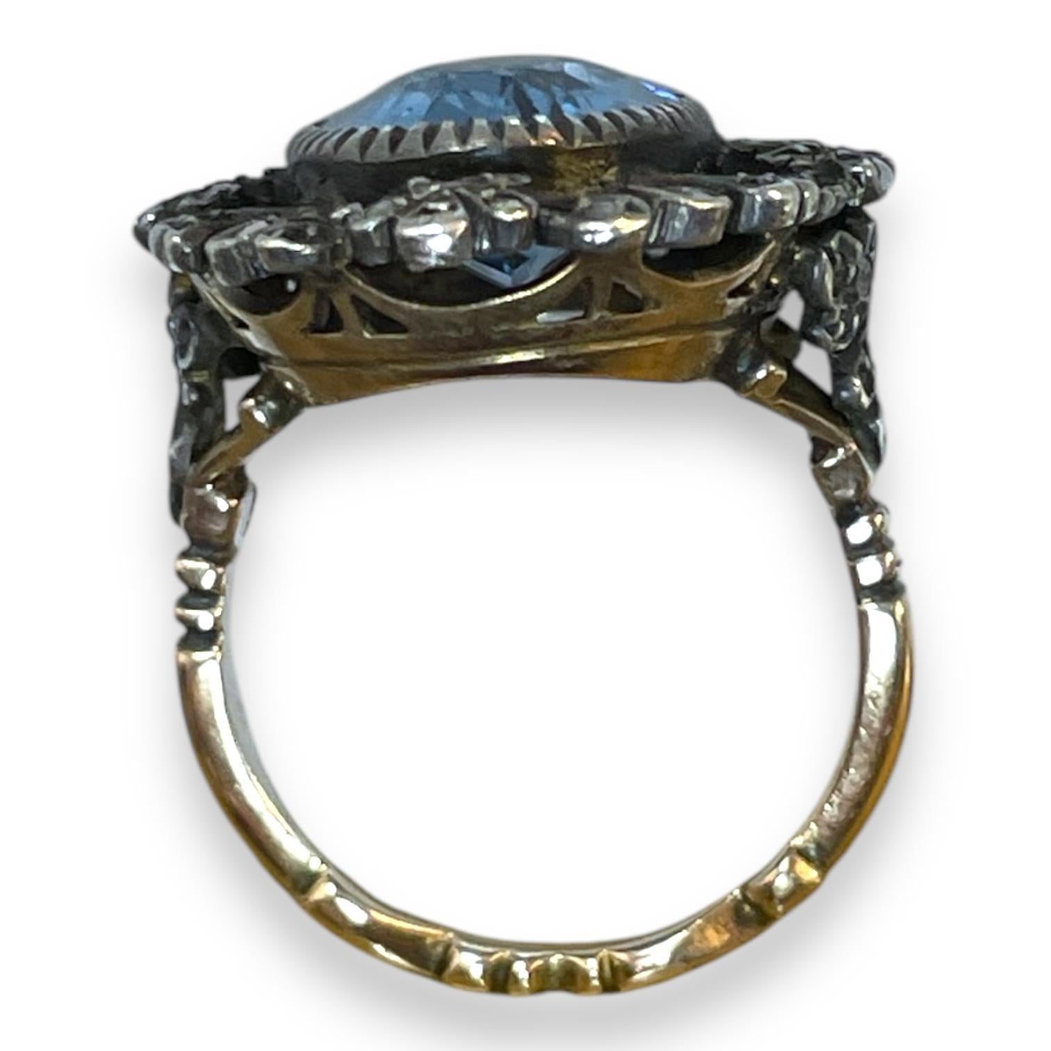 14k Gold und Sterlingsilber Aquamarin-Ring für Damen oder Herren im Angebot