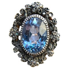 Bague en or 14k et argent Aigue-marine