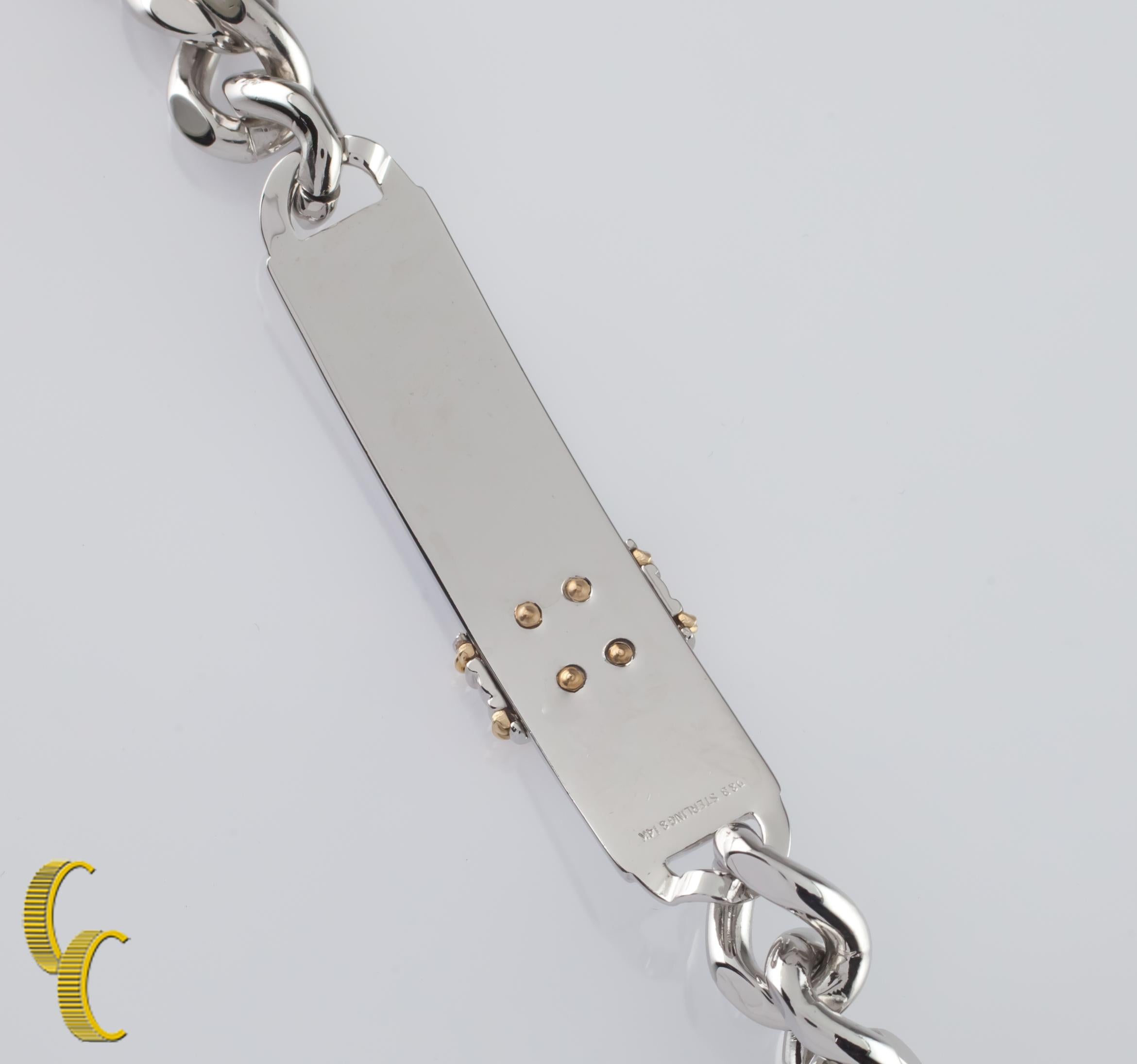 Bracelet D&B à maillons lourds en or 14 carats et argent sterling, taille 8 Bon état - En vente à Van Nuys, CA