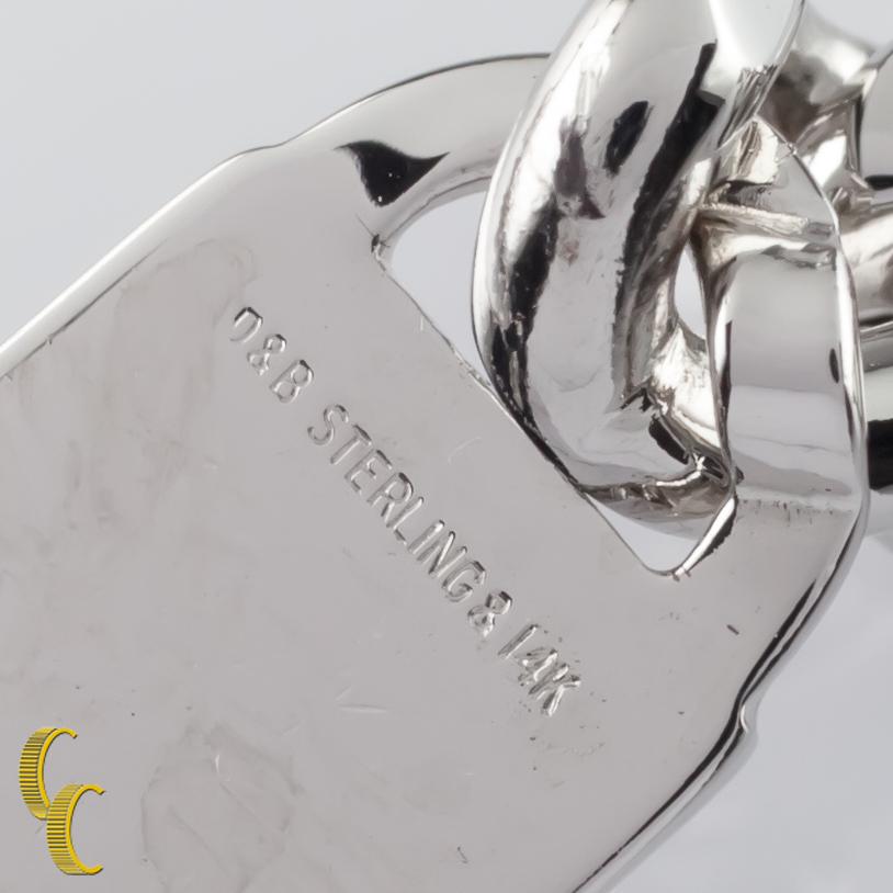 Bracelet D&B à maillons lourds en or 14 carats et argent sterling, taille 8 Unisexe en vente