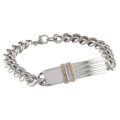 14k Gold and Sterling Silver D&B Heavy Curb Link ID Bracelet, Size 8