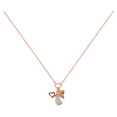14k Gold Angel Charm Pendent Necklace with 0.05 Ctw. Diamond