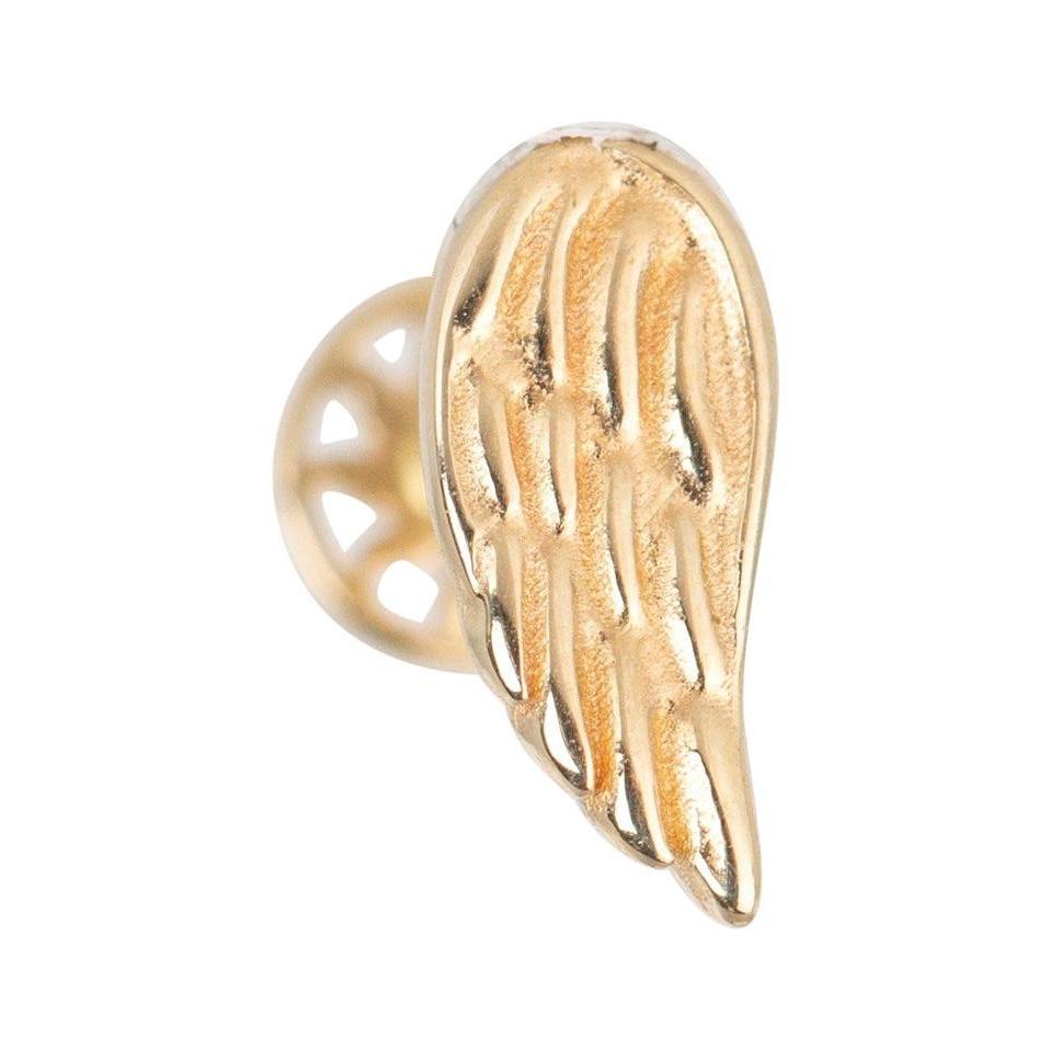 14K Gold Angel Wing Piercing, Wing Gold Stud Earring For Sale at 1stDibs