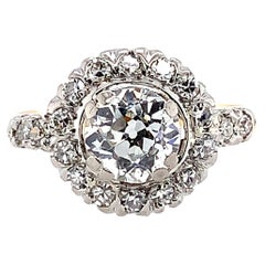 14K Gold Antique 1.15 carat Diamond Halo Ring