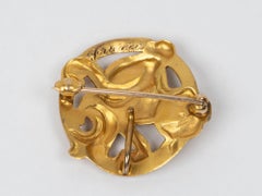 14K Gold Antique Art Nouveau Style Brooch Flowy Hair Girl with Seed Pearls 5.16g