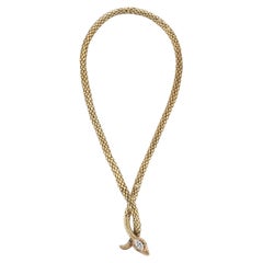 14K Gold Antique Diamond Snake Necklace