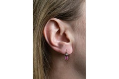 14K Gold Antique Drop Earrings with Synthetic Rubies & Diamonds