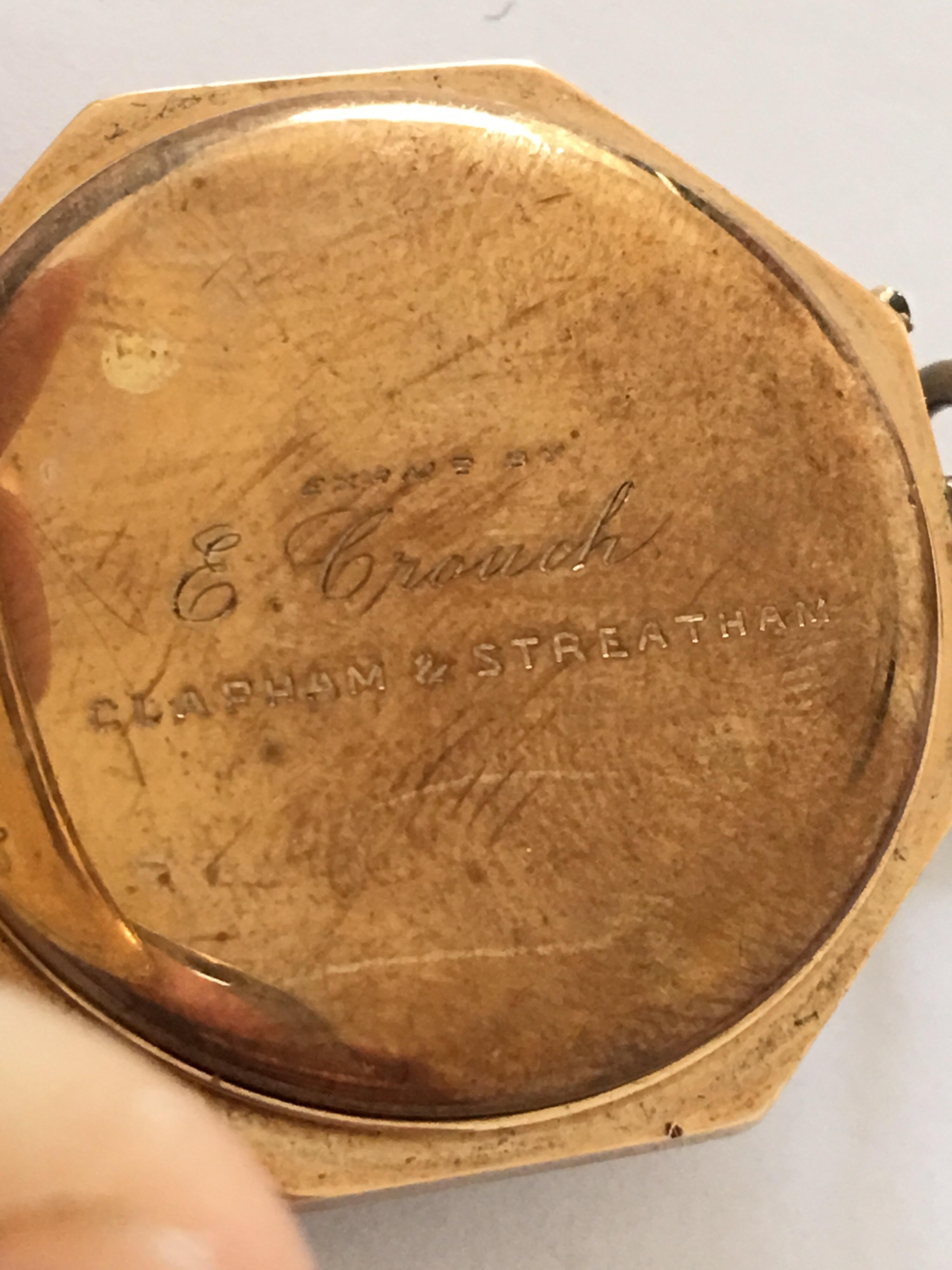 14k Gold Antique Full Engraved Octagonal Case and Enamel Dial Pocket/ Fob Watch For Sale 3