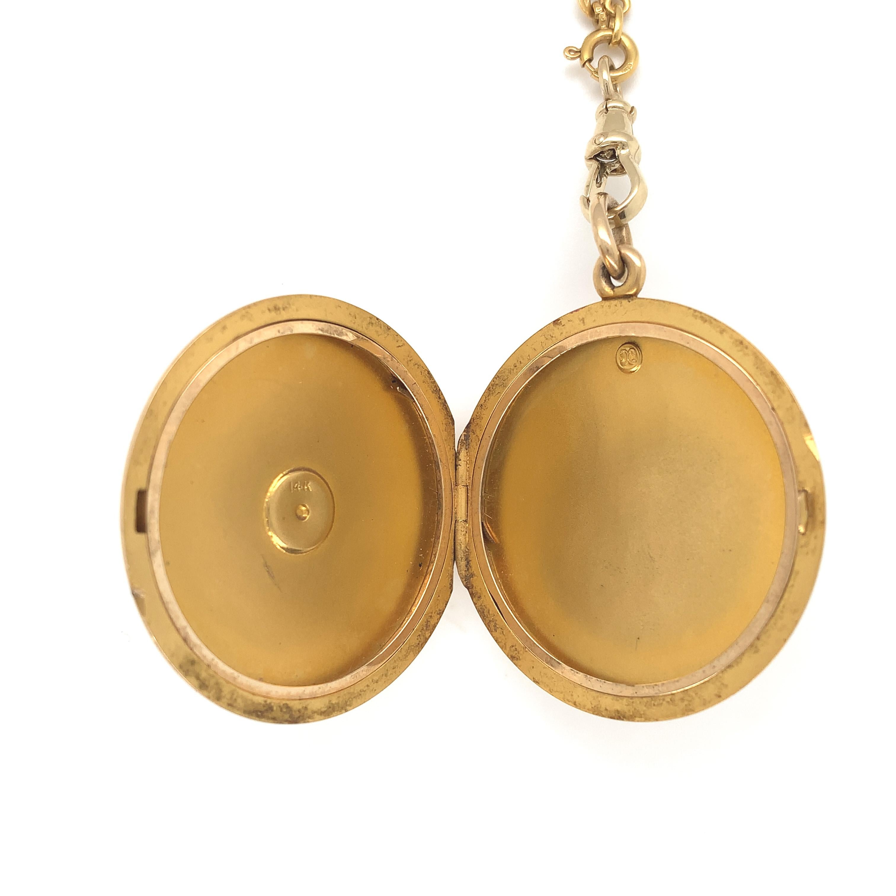 Late Victorian 14K gold Antique Locket on 18K gold Hand Made Chain For Sale