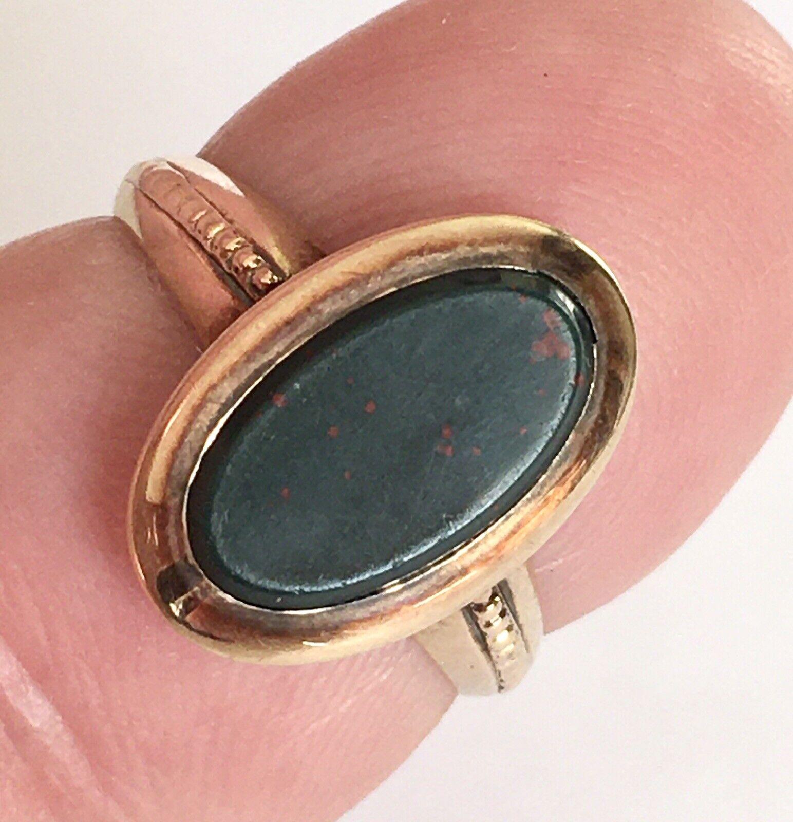 Women's 14k Gold Antique Victorian Bloodstone Ring For Sale