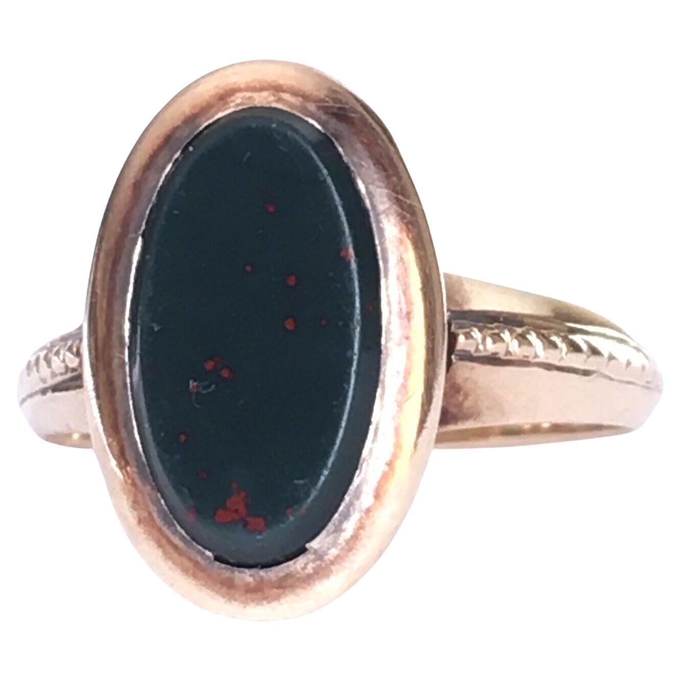 14k Gold Antique Victorian Bloodstone Ring For Sale