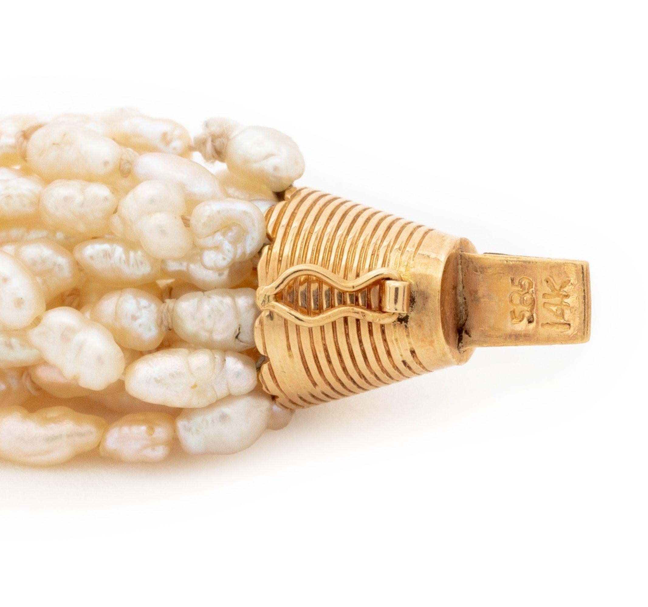 Donna 14K Gold Aquamarine Multi-Strand Pearl Necklace in vendita