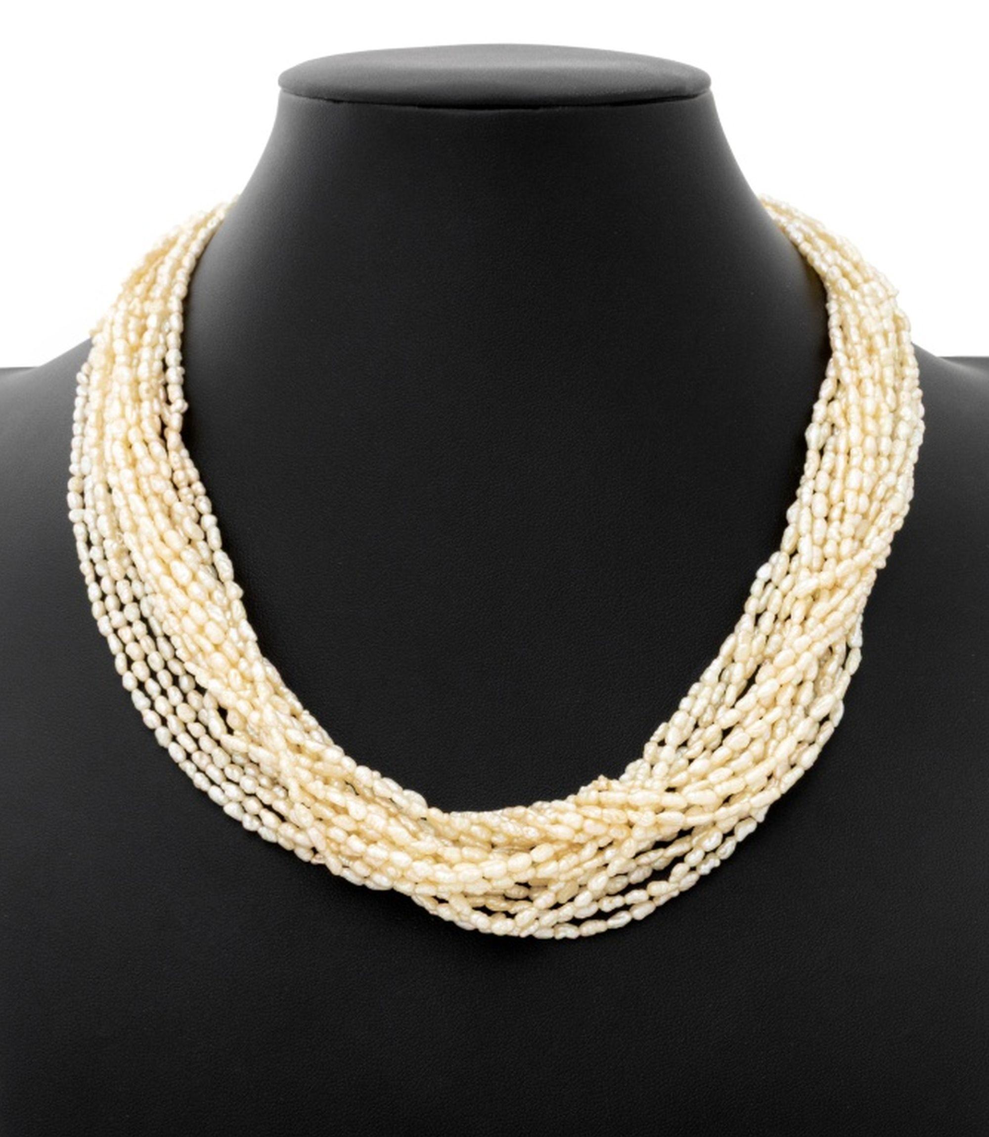 14K Gold Aquamarine Multi-Strand Pearl Necklace in vendita 1