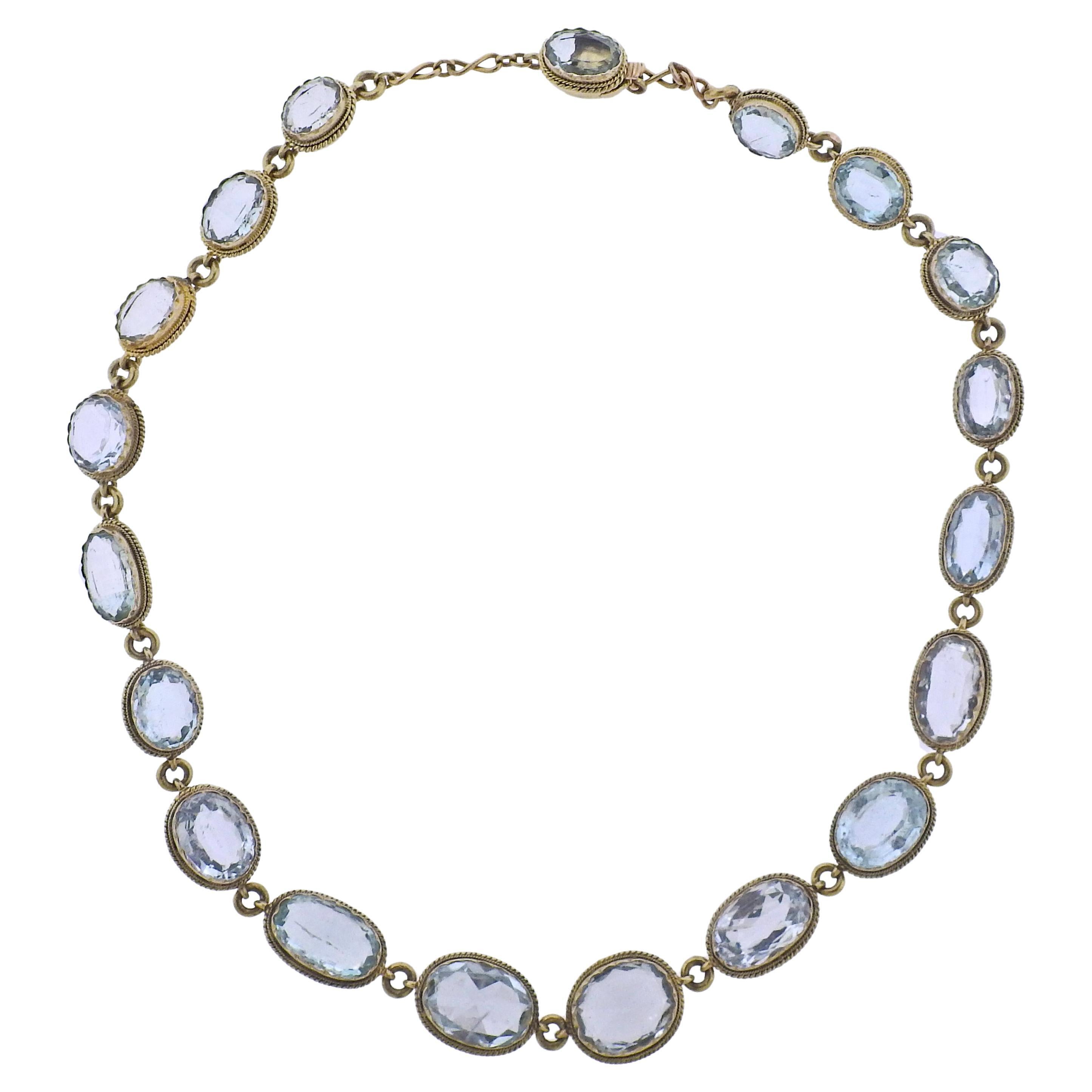 14k Gold Aquamarine Necklace For Sale
